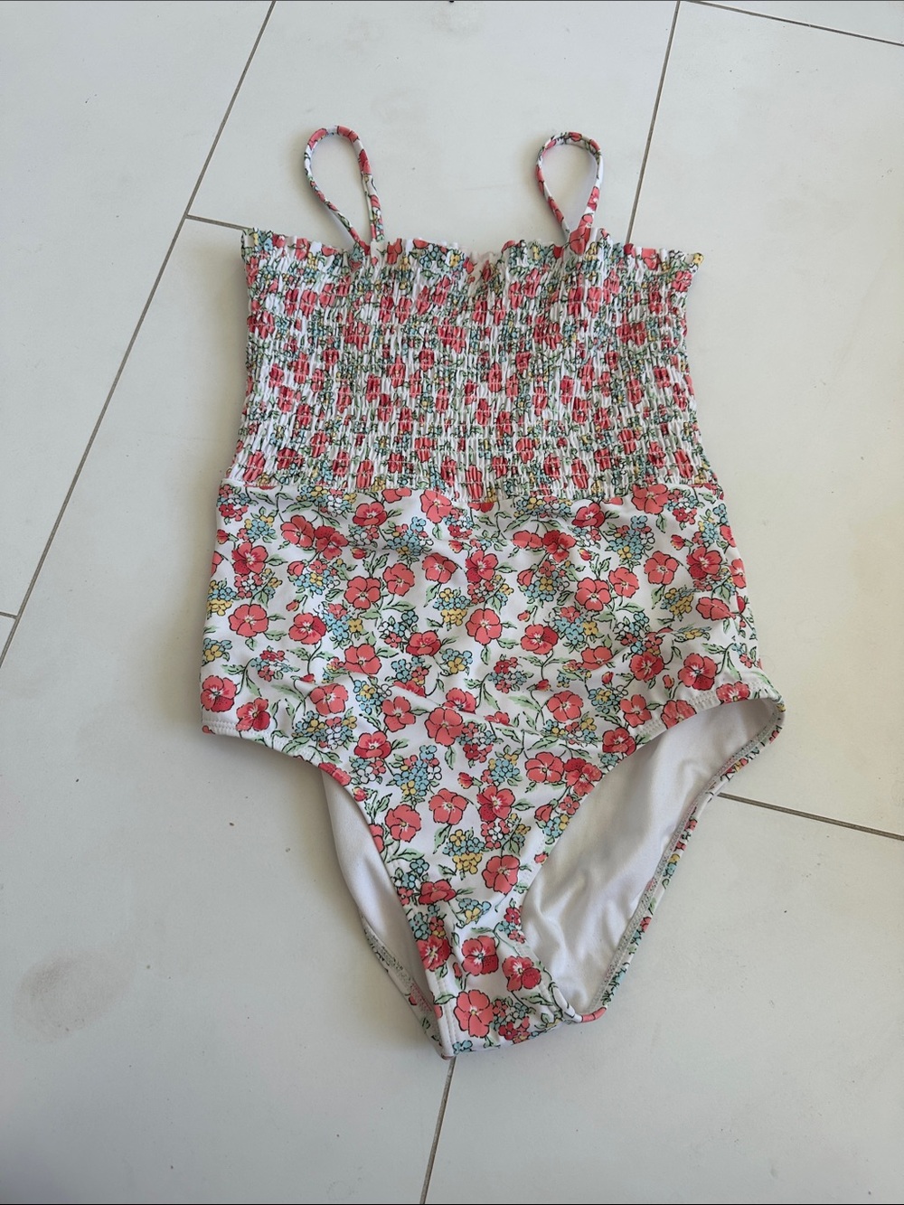 Janie and jack Girls' Floral Smocked One-Piece Swimsuit - Pink Floral 16